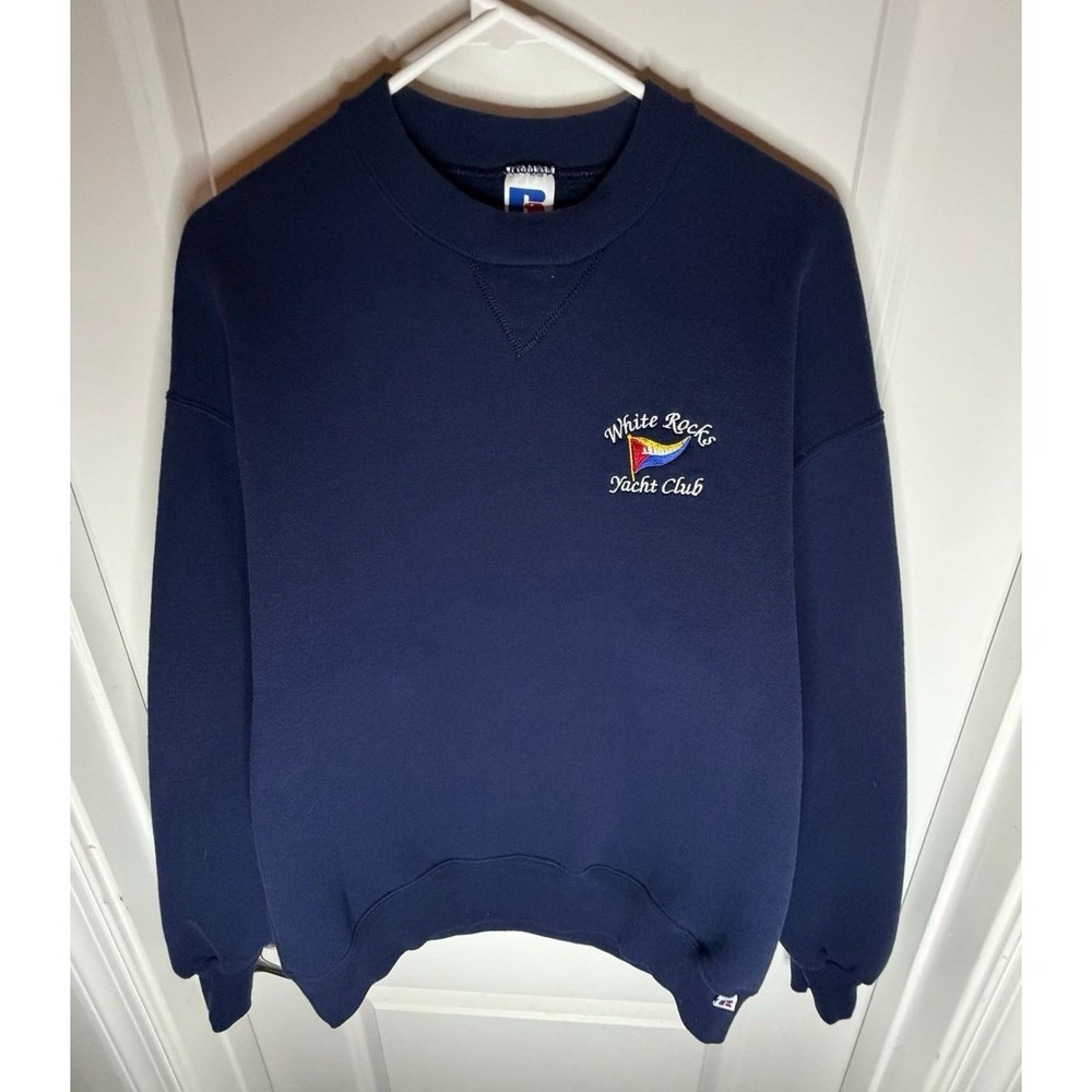 Vintage 90's Russell Athletic White Rocks Yacht Club‎ Crewneck Sweatshirt Mens L